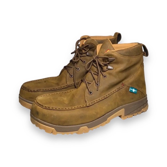 Twisted X Mens Distressed Stretch Nano Composite Round Toe Lace-Up Workboot